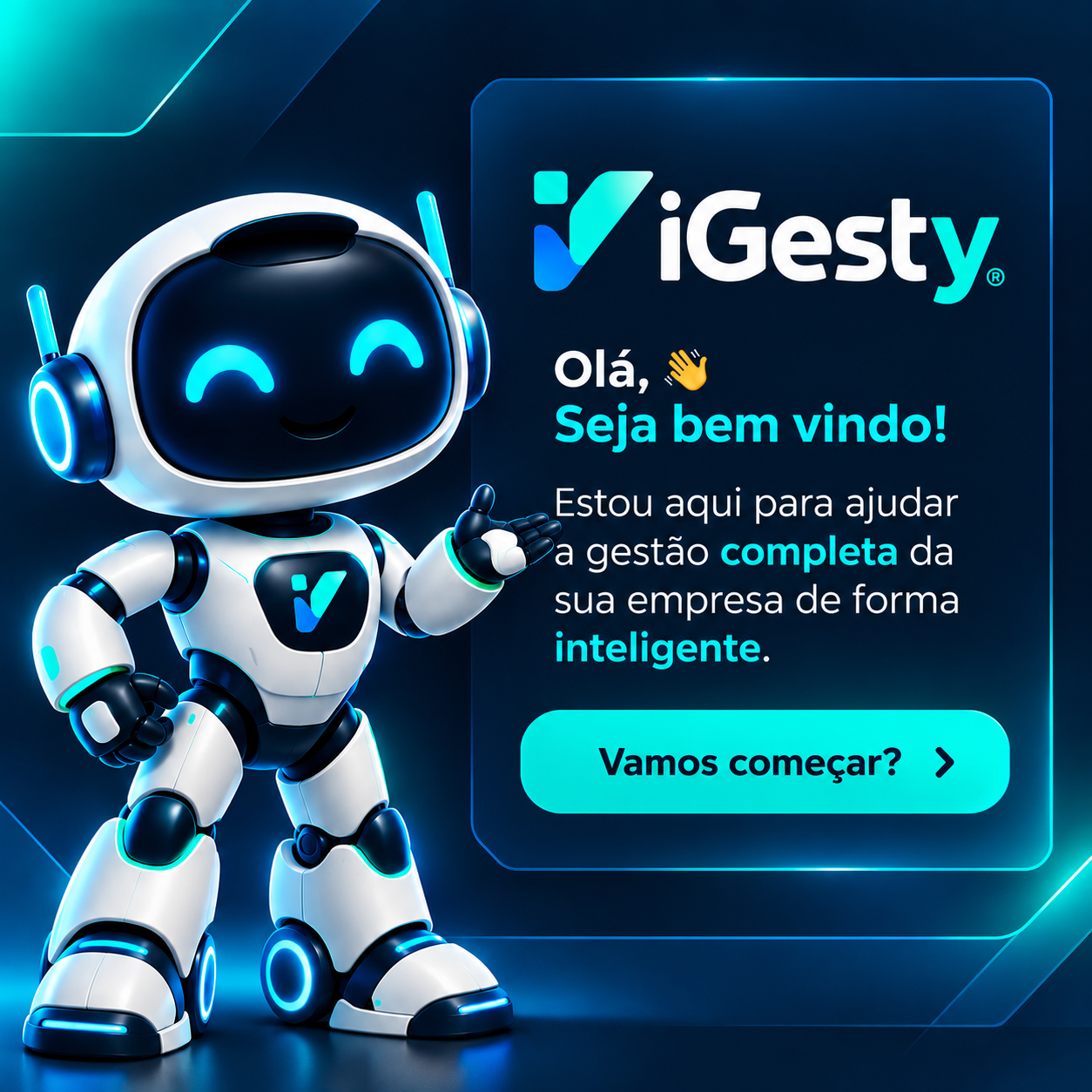 Mascote iGesty apresenta a plataforma